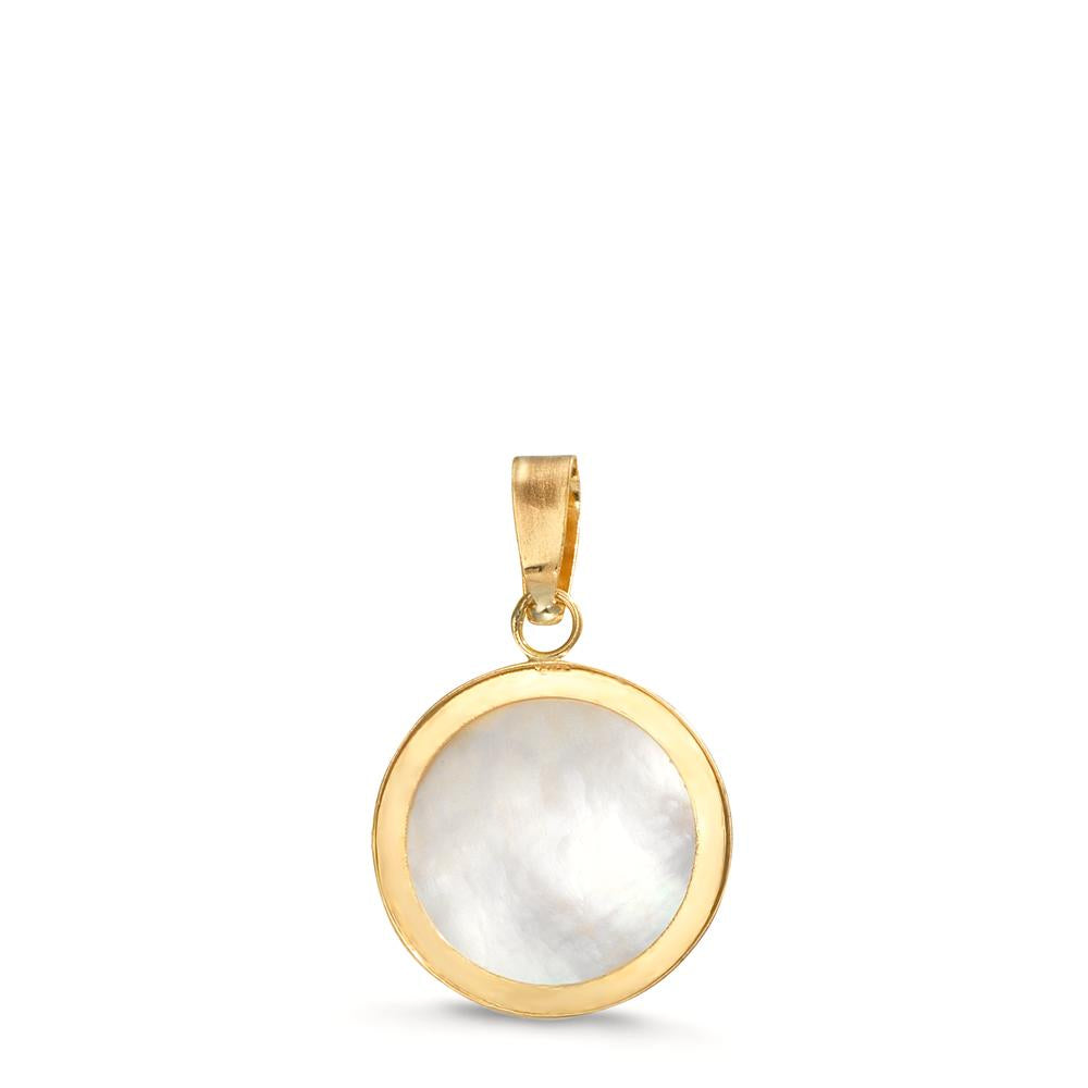 Pendant 18k Yellow Gold Mother of pearl Flower Of Life Ø10 mm