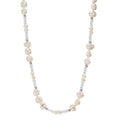 Necklace Stainless steel Crystal White Freshwater pearl 90 cm