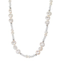 Necklace Stainless steel Crystal White Freshwater pearl 45 cm