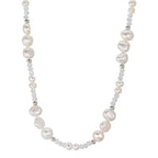Necklace Stainless steel Crystal White Freshwater pearl 45 cm