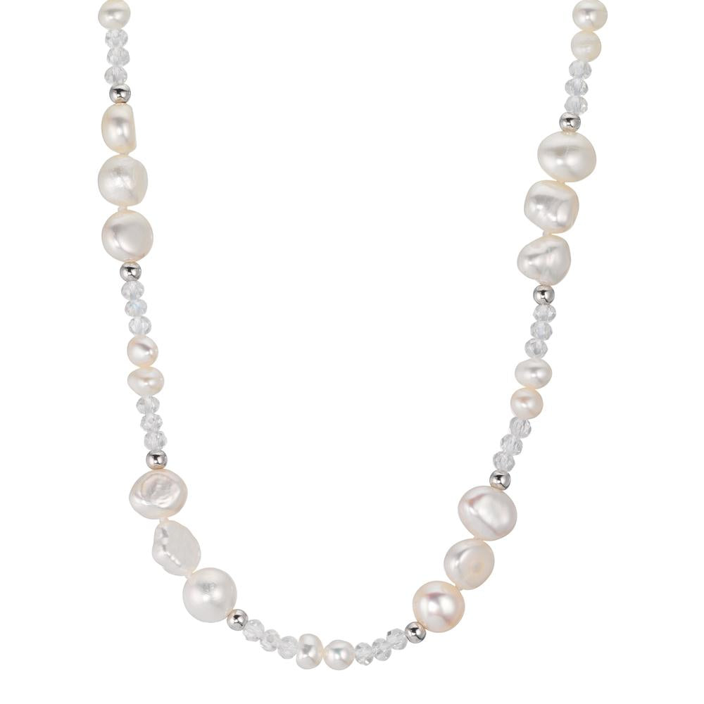 Necklace Stainless steel Crystal White Freshwater pearl 45 cm