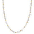 Necklace Stainless steel Crystal White Yellow IP coated Freshwater pearl 43.5 cm