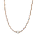 Necklace Stainless steel Crystal Champagne Freshwater pearl 6.5-7 mm 43 cm