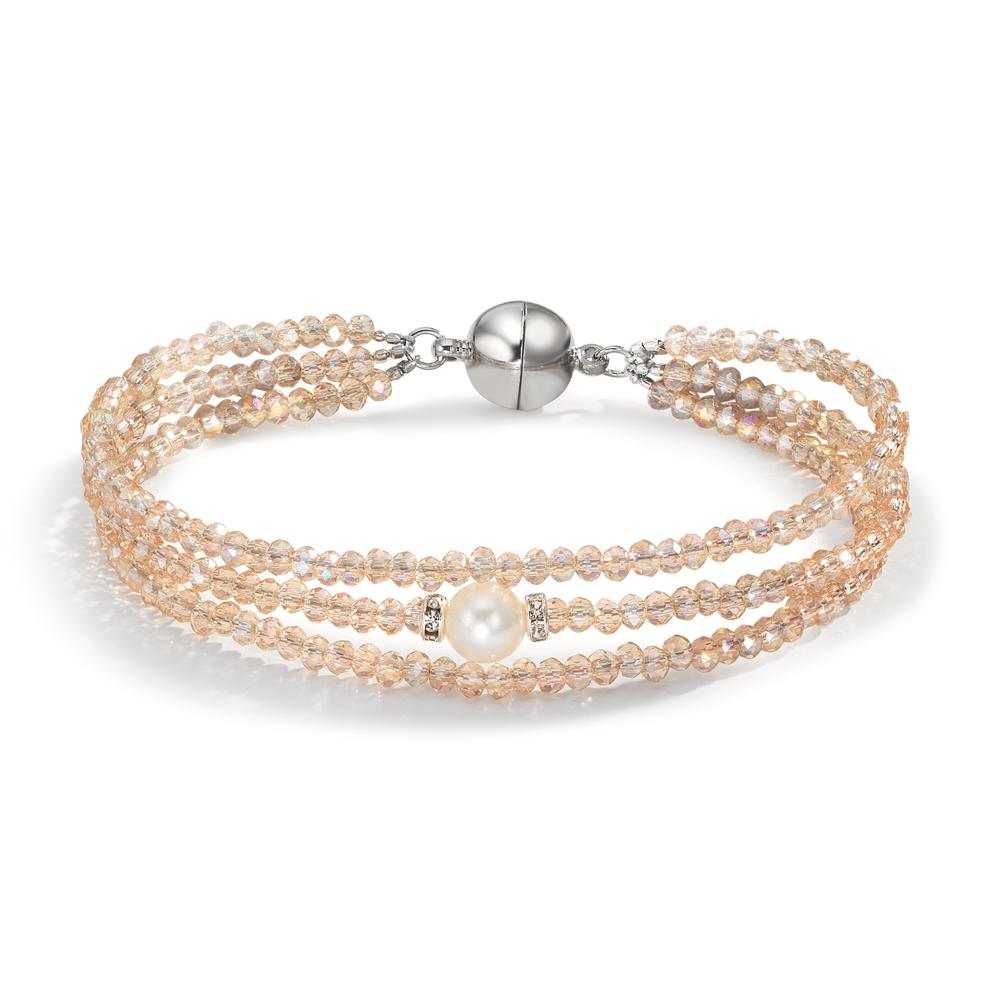 Bracelet Stainless steel Crystal Champagne Freshwater pearl 7-7.5 mm 19 cm