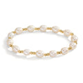 Bracelet Stainless steel Yellow IP coated Freshwater pearl 6.5-7 mm 18.5 cm