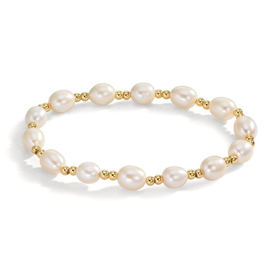 Bracelet Stainless steel Yellow IP coated Freshwater pearl 6.5-7 mm 18.5 cm