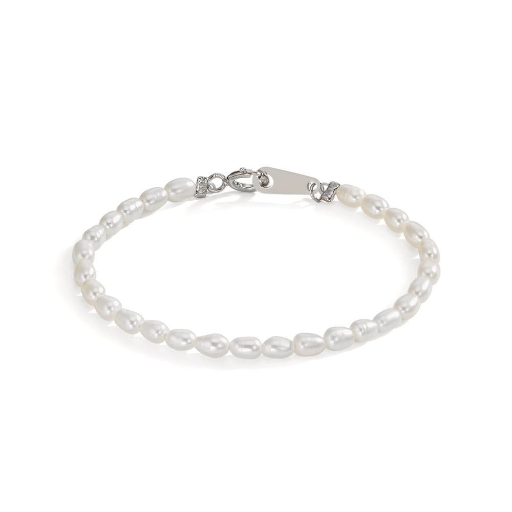 Bracelet Silver Rhodium plated Freshwater pearl, 2.5 mm 11.5 cm