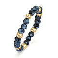 Ring Stainless steel Crystal Blue, 3 mm Yellow IP coated