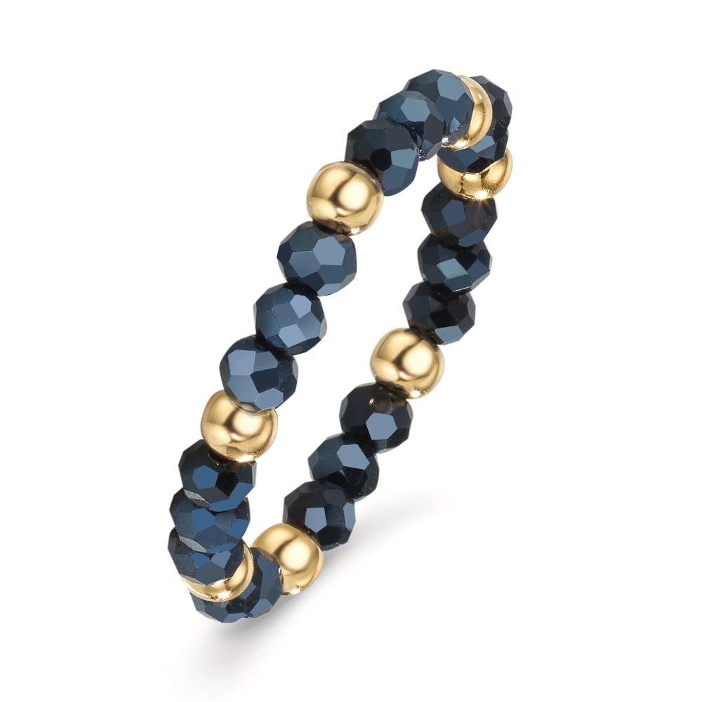 Ring Stainless steel Crystal Blue, 3 mm Yellow IP coated