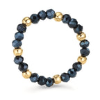 Ring Stainless steel Crystal Blue, 3 mm Yellow IP coated