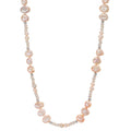 Necklace Stainless steel Crystal Rose Freshwater pearl Rose 90 cm