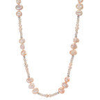 Necklace Stainless steel Crystal Rose Freshwater pearl Rose 90 cm