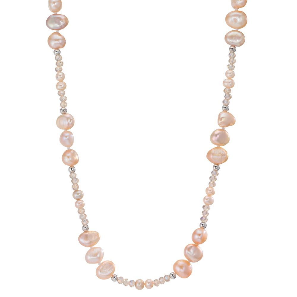 Necklace Stainless steel Crystal Rose Freshwater pearl Rose 90 cm