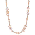 Necklace Stainless steel Crystal Rose Freshwater pearl Rose 45 cm