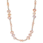 Necklace Stainless steel Crystal Rose Freshwater pearl Rose 45 cm