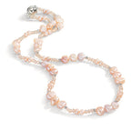 Necklace Stainless steel Crystal Rose Freshwater pearl Rose 45 cm