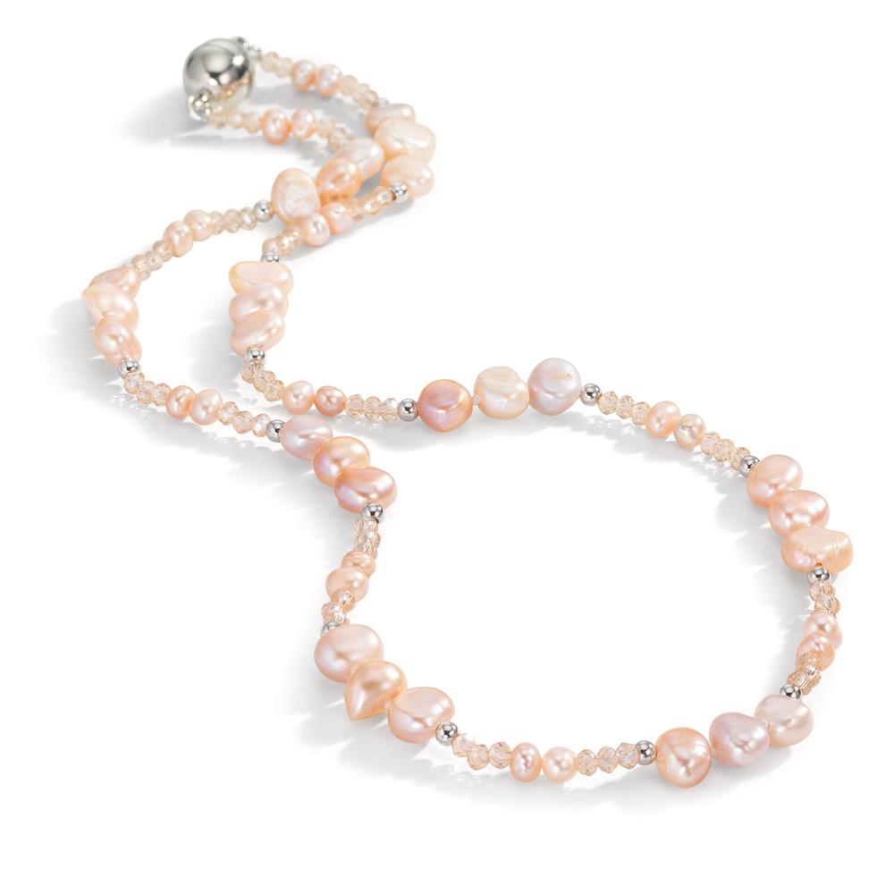 Necklace Stainless steel Crystal Rose Freshwater pearl Rose 45 cm