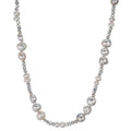 Necklace Stainless steel Crystal Silver Freshwater pearl Silver 46 cm