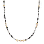 Necklace Stainless steel Crystal Yellow IP coated Freshwater pearl, 5 Pearls, 4.5 mm 43 cm