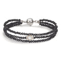 Bracelet Stainless steel Crystal Black Freshwater pearl 7-7.5 mm