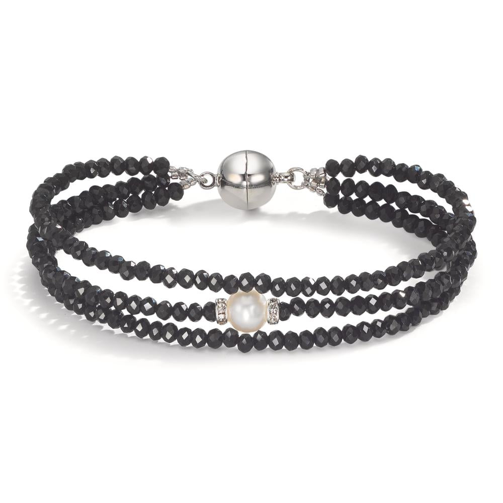 Bracelet Stainless steel Crystal Black Freshwater pearl 7-7.5 mm