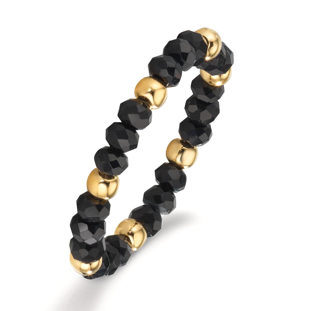 Ring Stainless steel Crystal Black, 3 mm Yellow IP coated