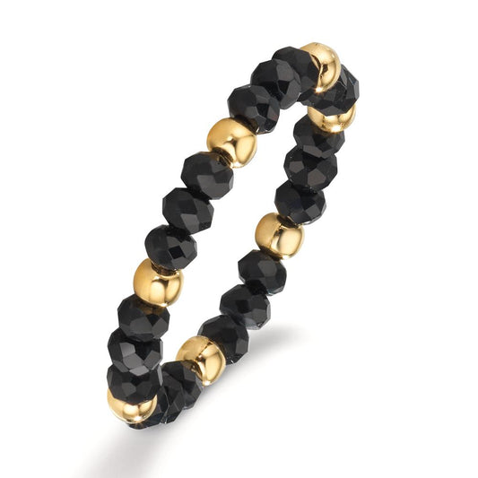 Ring Stainless steel Crystal Black, 3 mm Yellow IP coated