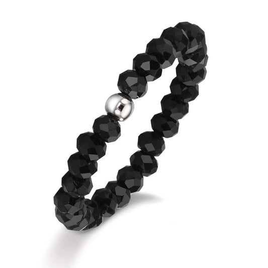 Ring Stainless steel Crystal Black, 3 mm