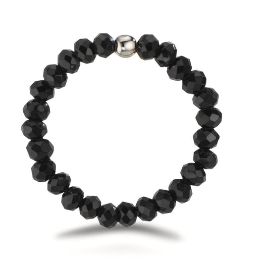 Ring Stainless steel Crystal Black, 3 mm