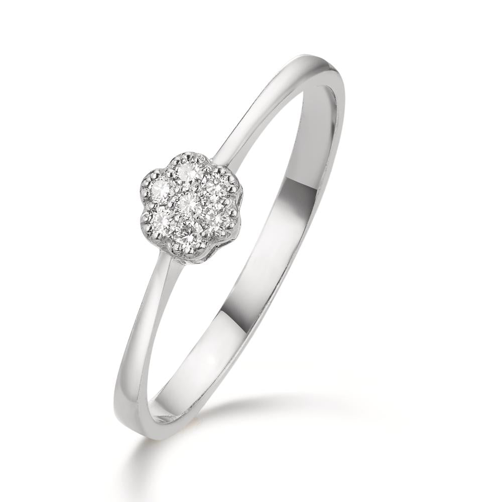 Ring 18k White Gold Diamond 0.06 ct, 7 Stones, w-si
