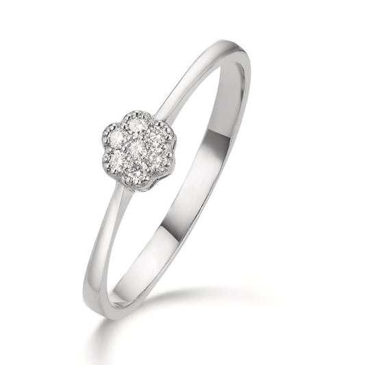 Ring 18k White Gold Diamond 0.06 ct, 7 Stones, w-si