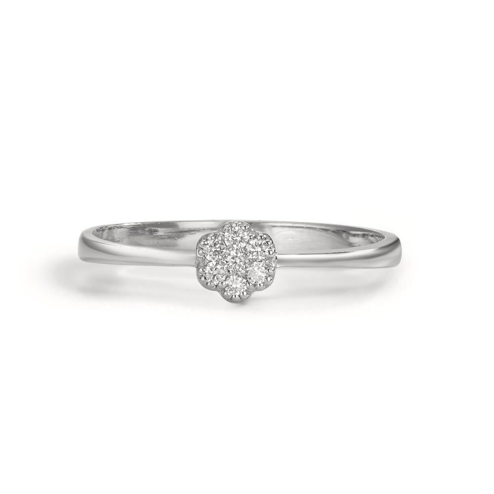 Ring 18k White Gold Diamond 0.06 ct, 7 Stones, w-si