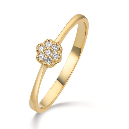 Ring 18k Yellow Gold Diamond 0.06 ct, 7 Stones, w-si