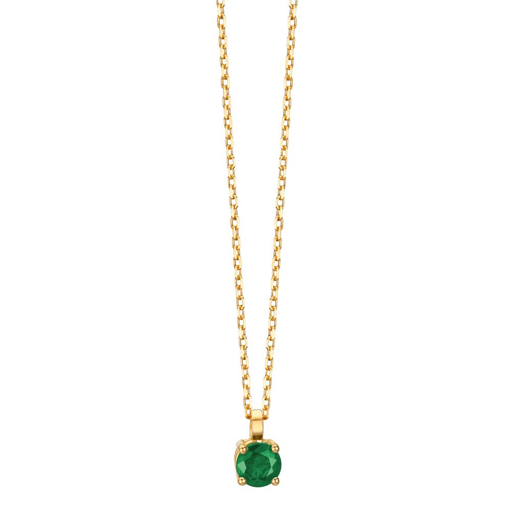 Necklace 18k Yellow Gold Emerald 0.22 ct 42 cm