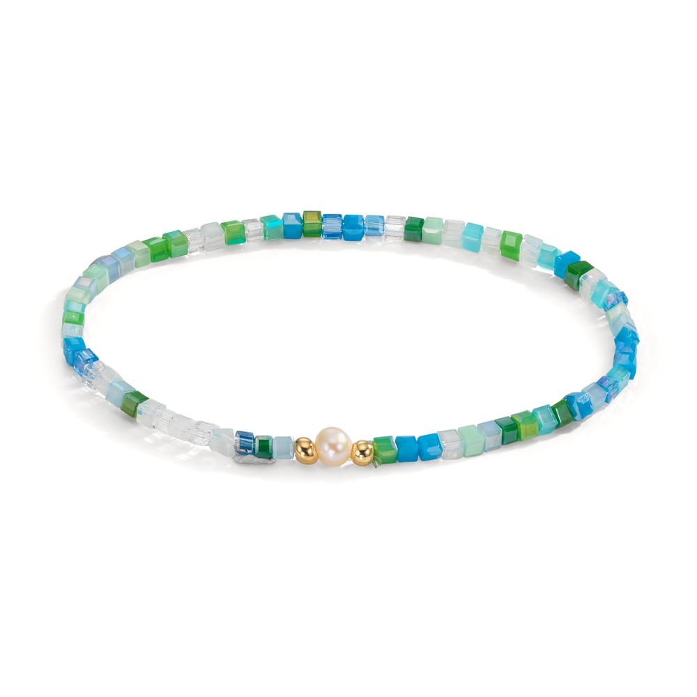 Bracelet Stainless steel Crystal Yellow IP coated Freshwater pearl 4-4.5 mm