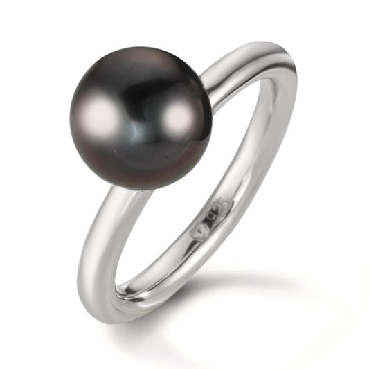 Ring Silver Rhodium plated Tahitian pearl 8-9 mm