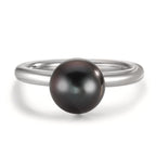 Ring Silver Rhodium plated Tahitian pearl 8-9 mm
