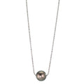 Necklace Silver Rhodium plated Tahitian pearl, 10 mm 38-50 cm