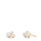 Stud earrings 9k Yellow Gold Freshwater pearl, 6 Pearls 2-4 mm
