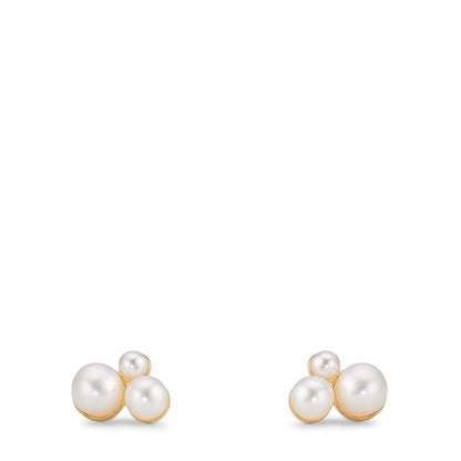 Stud earrings 9k Yellow Gold Freshwater pearl, 6 Pearls 2-4 mm