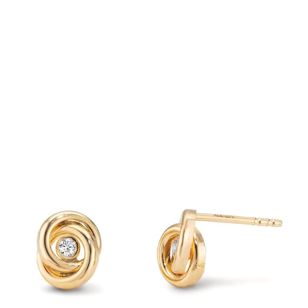 Stud earrings 9k Yellow Gold Zirconia 2 Stones Ø7 mm