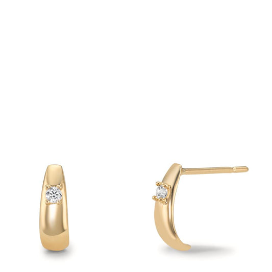 Drop Earrings 9k Yellow Gold Zirconia 2 Stones