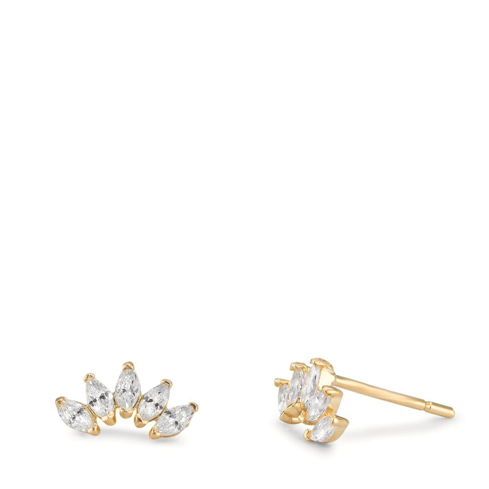 Stud earrings 9k Yellow Gold Zirconia 10 Stones