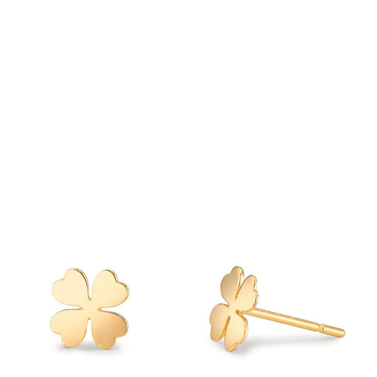 Stud earrings 9k Yellow Gold Cloverleaf Ø6 mm