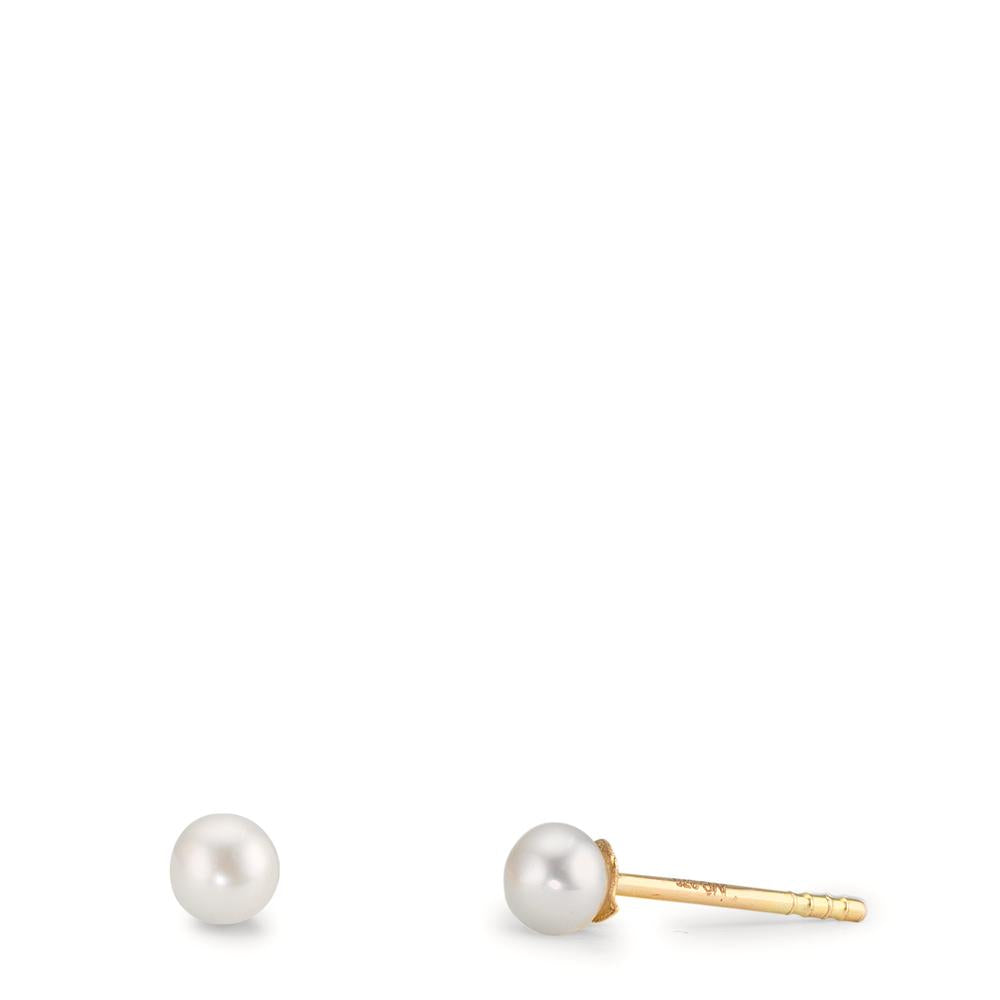 Stud earrings 9k Yellow Gold Shining pearls, 2 Pearls 3-3.5 mm