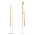 Threader Earrings 9k Yellow Gold Freshwater pearl, 12 Pearls, 2.5 mm
