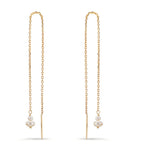Threader Earrings 9k Yellow Gold Freshwater pearl, 4 Pearls 2.5-4 mm