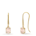 Drop Earrings 9k Yellow Gold Quartz crystal Rose, 2 Stones