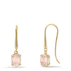 Drop Earrings 9k Yellow Gold Quartz crystal Rose, 2 Stones