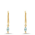 Drop Earrings 9k Yellow Gold Topaz Light Blue, 2 Stones